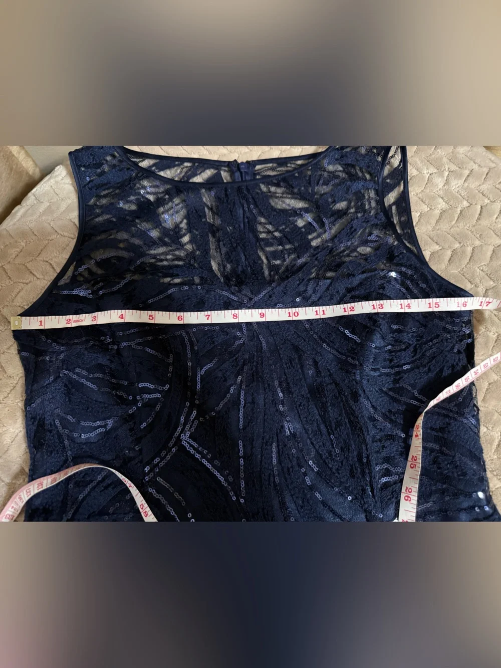 Tahari by Arthur S. Levine Sequin Lace Cocktail Sheath Dress - Navy Blue Size 4
